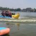Peserta Putri Jamnas XI Kwarcab Palangka Raya Adu Adrenalin saat Bermain Banana Boat